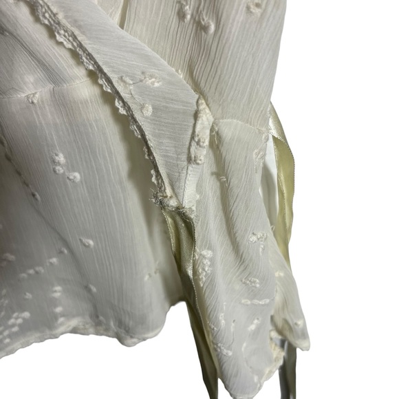 TapeMeasure for Anthropologie Sheer Faux-Wrap Blouse • Embroidered • Size 10 - Picture 5 of 11